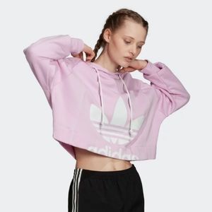 Adidas Women Original Cropped Lilac Trefoil Hoodie